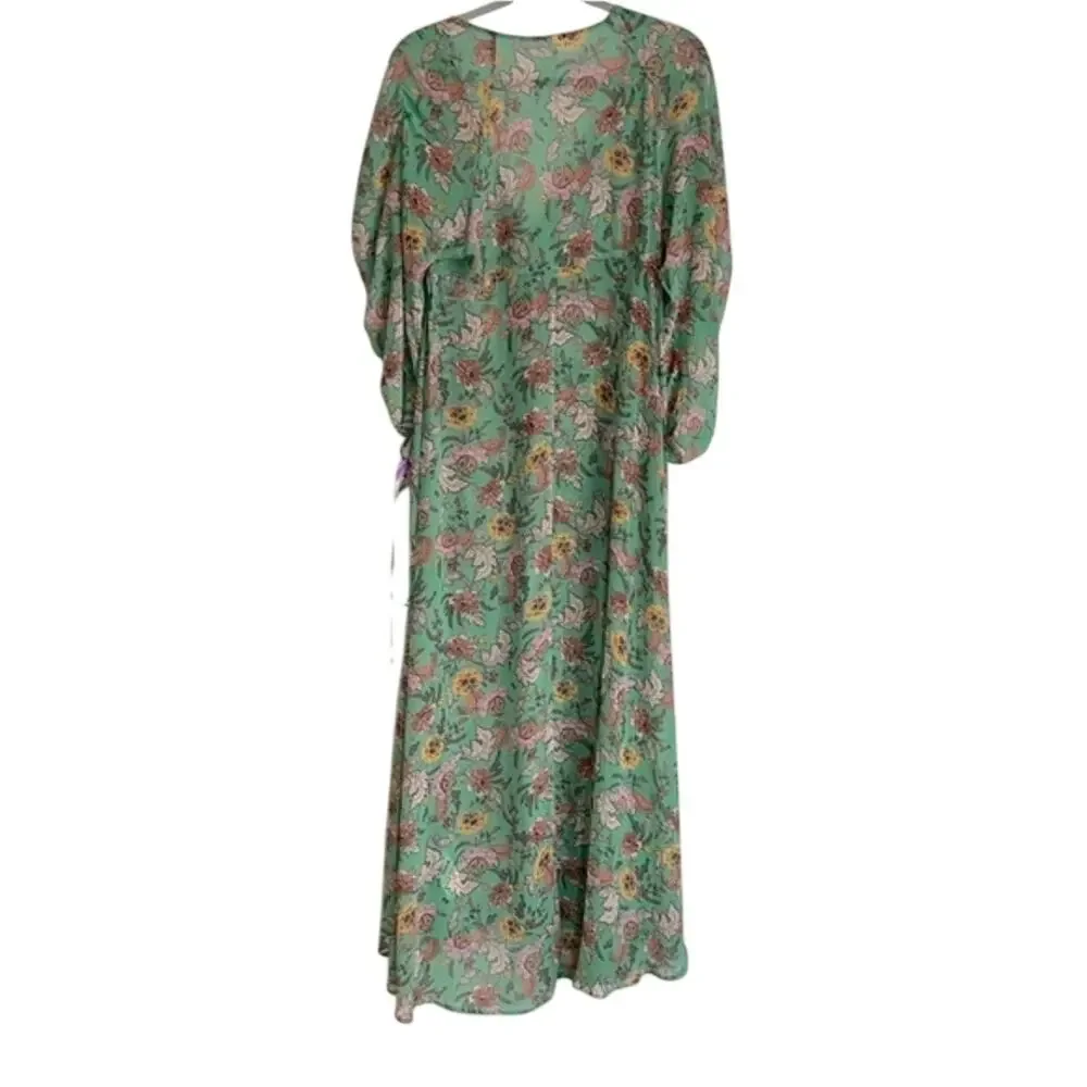 Free People Small Green Floral Boho Maxi Dress